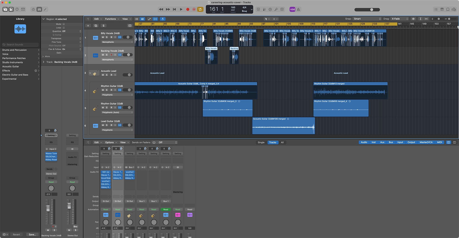 The project file for Careering, as seen in Logic Pro X