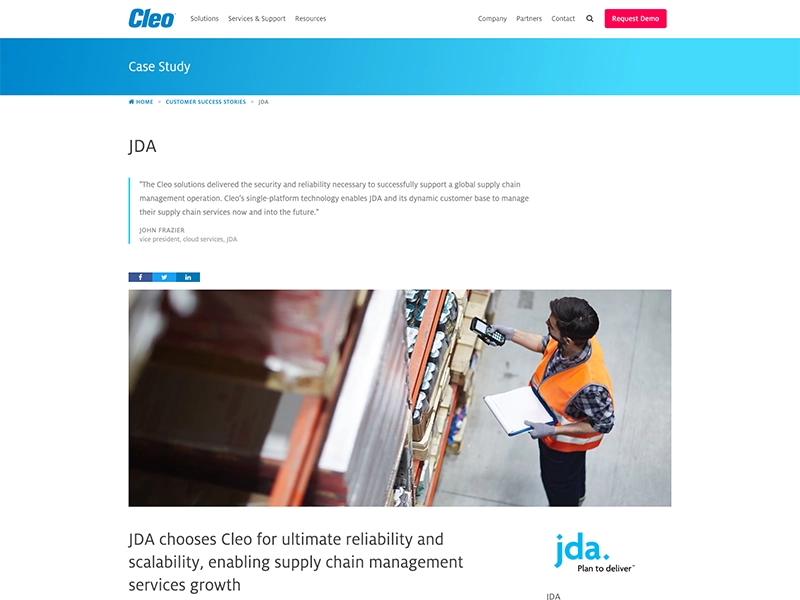 Cleo JDA case study page
