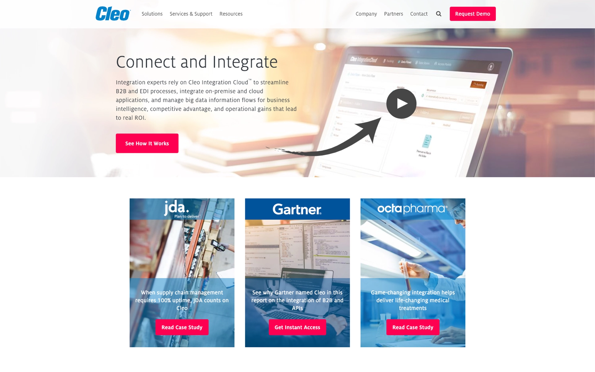 The hero and staging area of the redesigned Cleo website