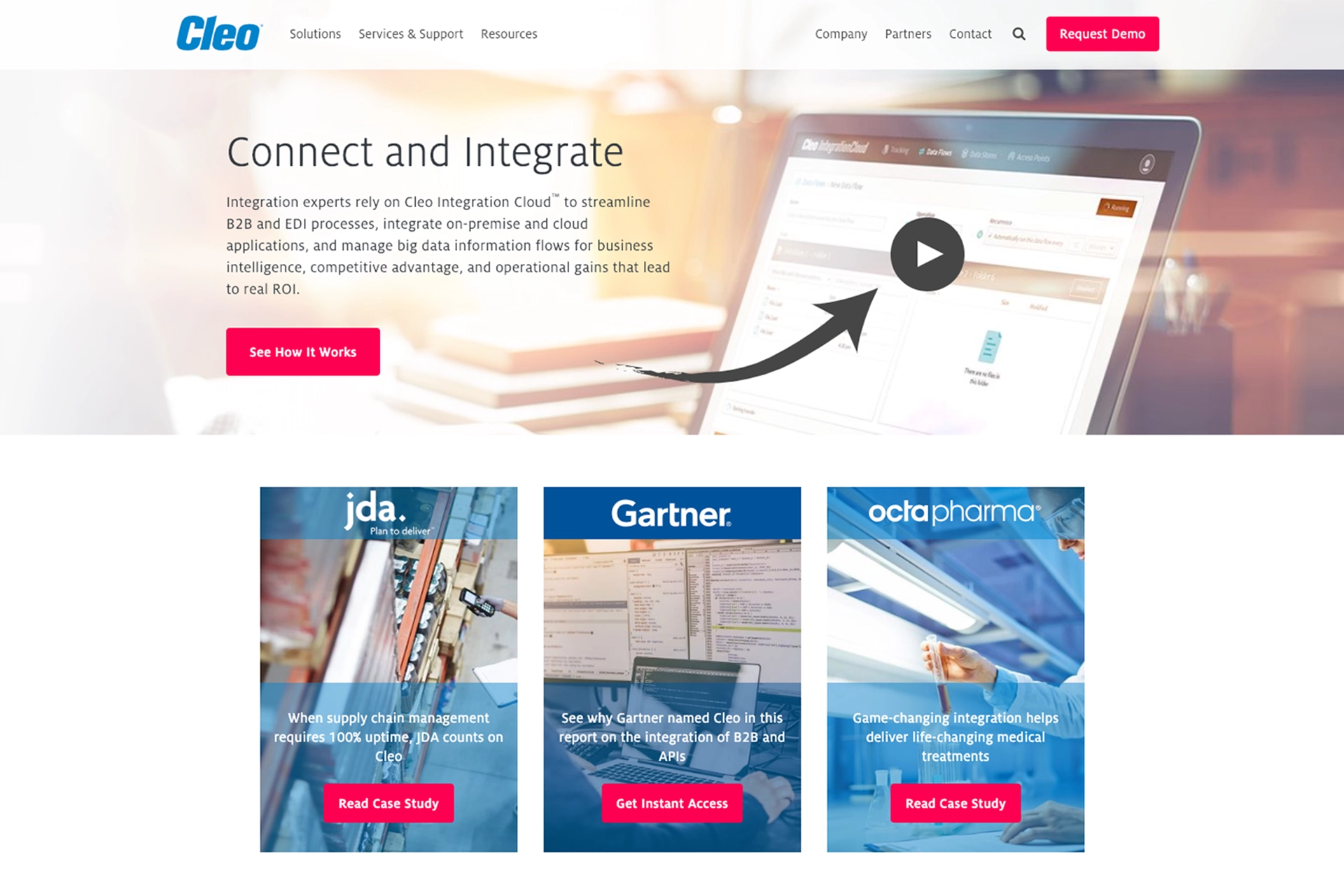 A screenshot of the Cleo website