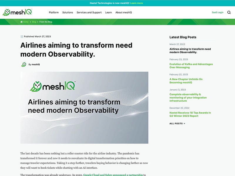 Single blog post page