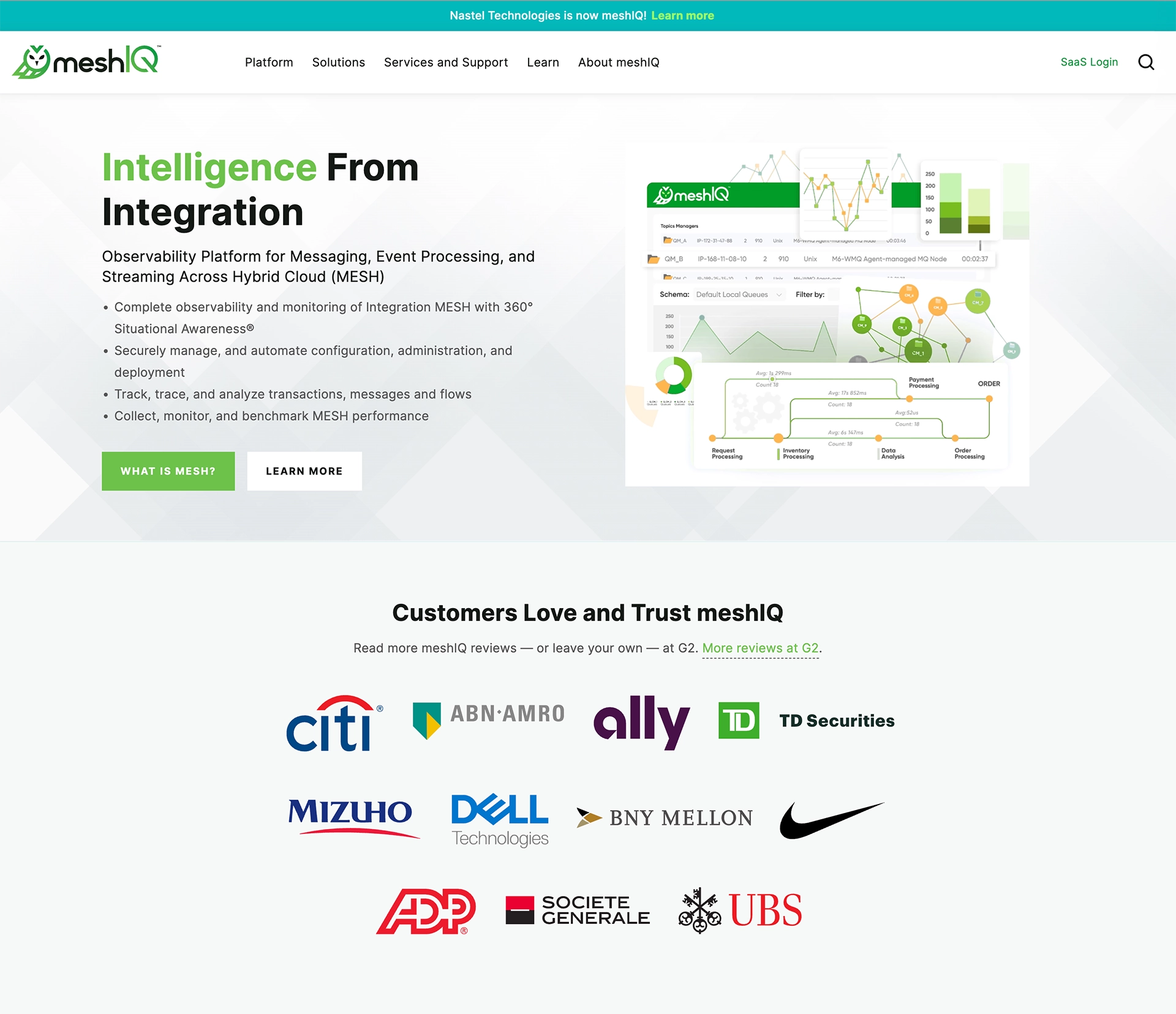 The hero and staging area of the redesigned MeshIQ website
