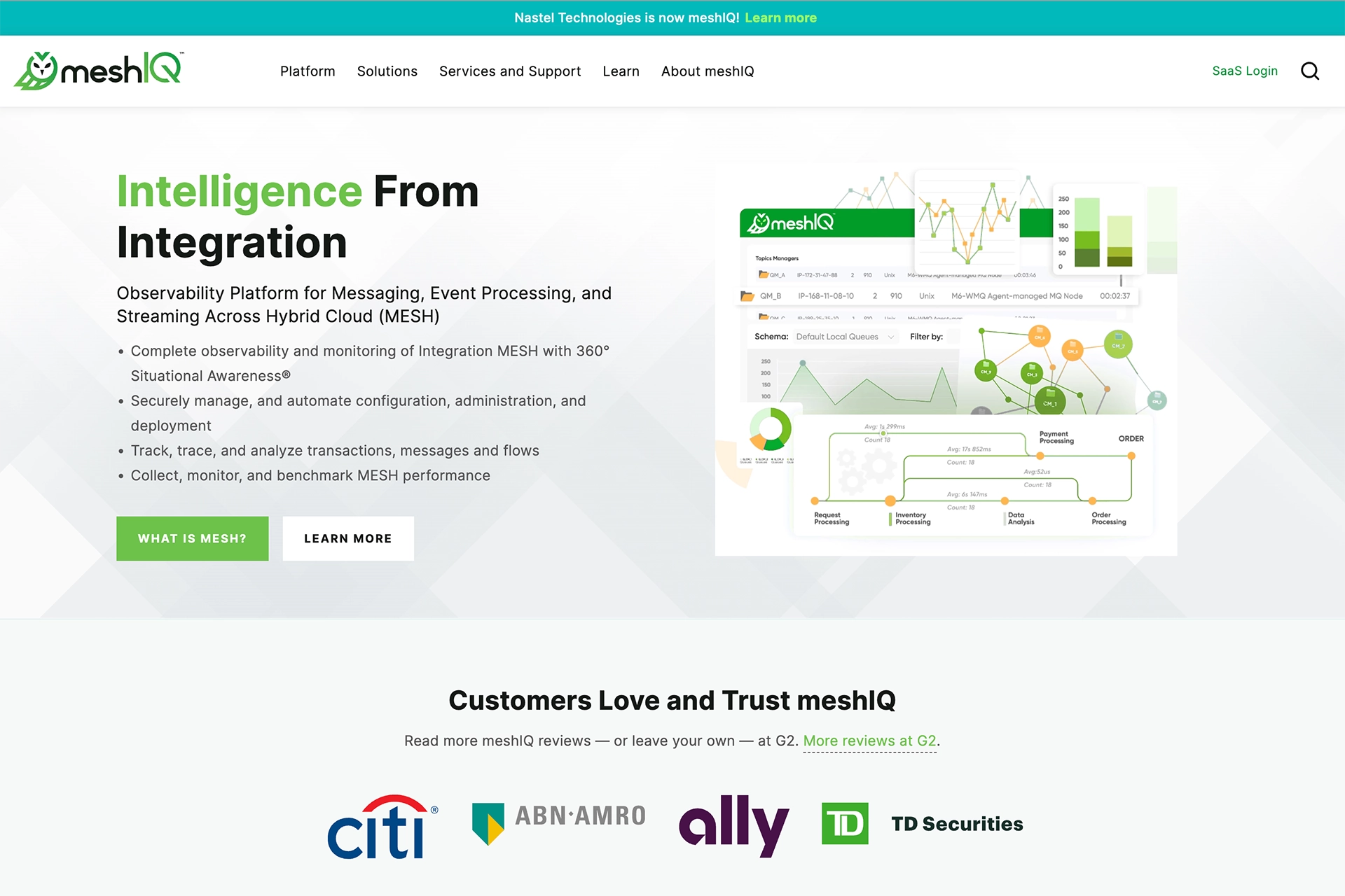 A screenshot of the MeshIQ website